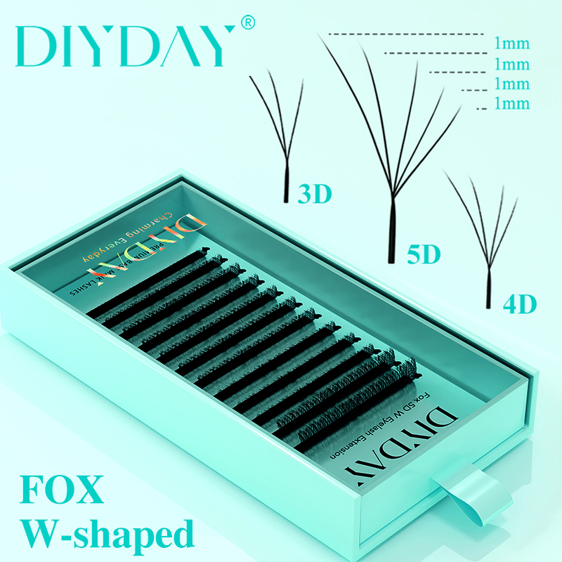 DIYDAY Foxy W-Shaped 3D 4D 5D  - Eyelash Extension Volume Cat Eye review and price